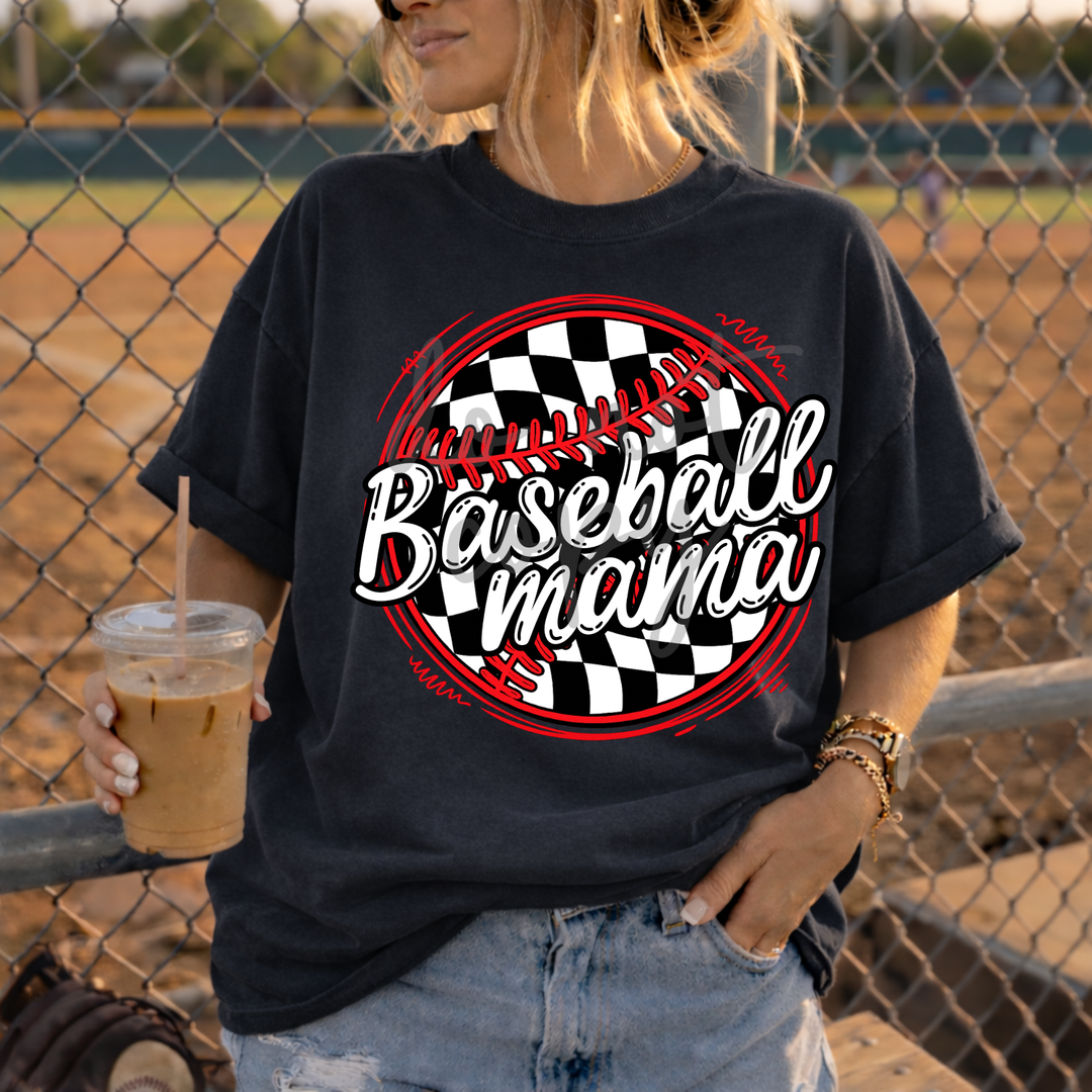 Retro Checkered Baseball customizable DTF transfer