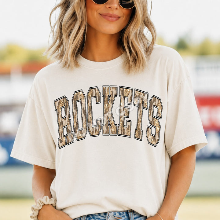 Rockets Camo Leopard mascot DTF transfer