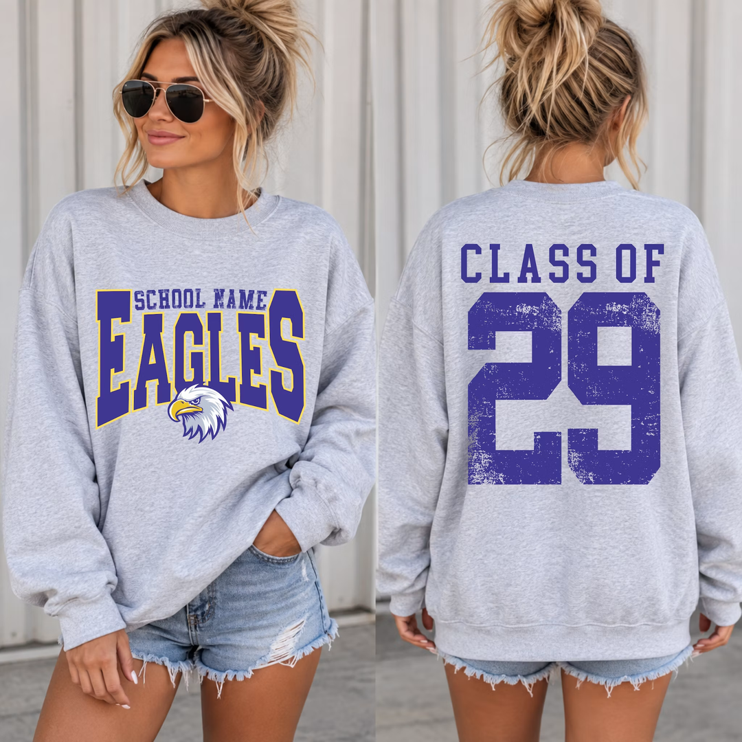 School Name and Class Of Grad Year customizable DTF transfer