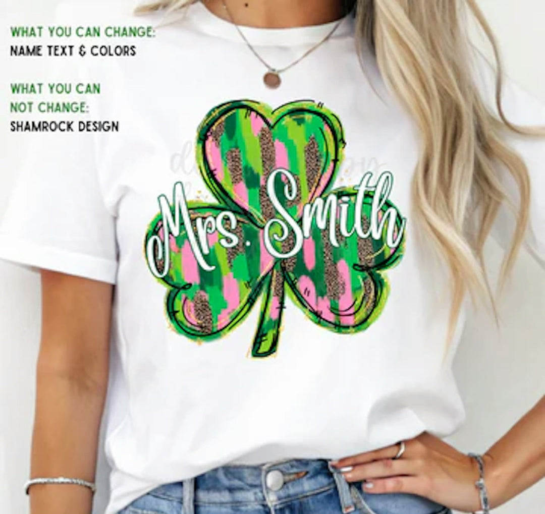 Custom Shamrock Name customizable DTF transfer mockup