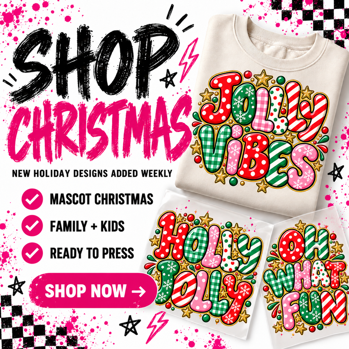 Shop Christmas DTF transfers – new holiday designs added weekly