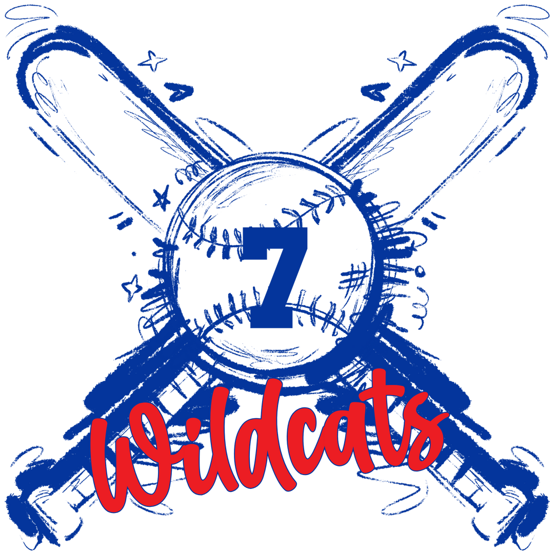 Sketchy Baseball Crossed Bats and Ball customizable DTF transfer with script team name and number