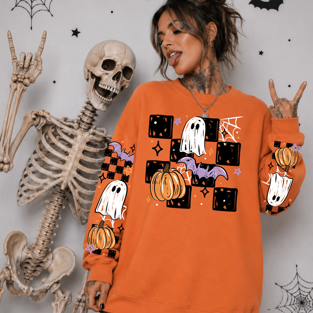 SKETCHY HALLOWEEN CHECKER SLEEVE mockup