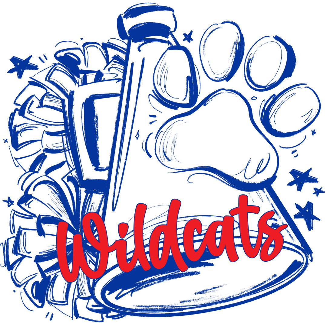Sketchy Megaphone and Paw customizable DTF transfer with script team name