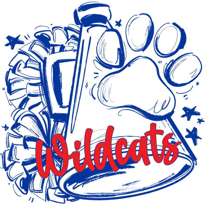 Sketchy Megaphone and Paw customizable DTF transfer with script team name