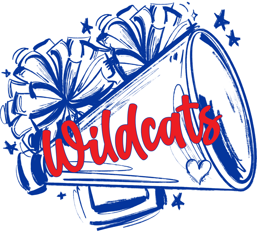 Sketchy Megaphone and Poms customizable DTF transfer with script team name