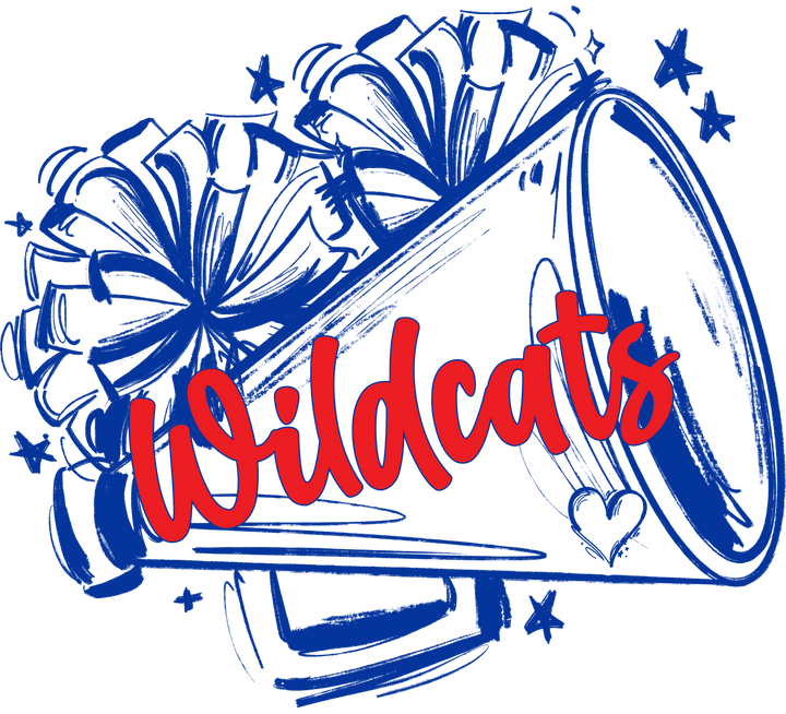 Sketchy Megaphone and Poms customizable DTF transfer with script team name
