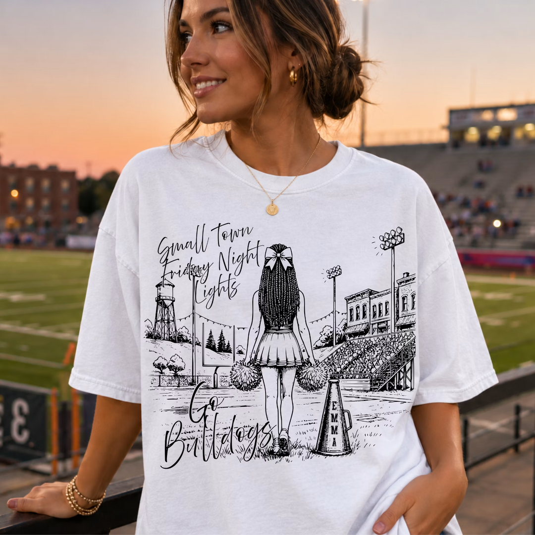 Small Town Friday Night Lights Megaphone customizable DTF transfer