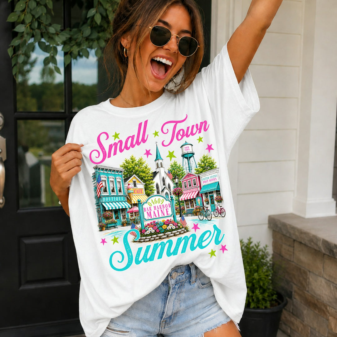 Small Town Summer customizable DTF transfer mockup