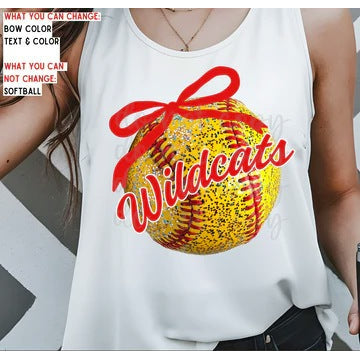 Softball and Bow customizable DTF transfer