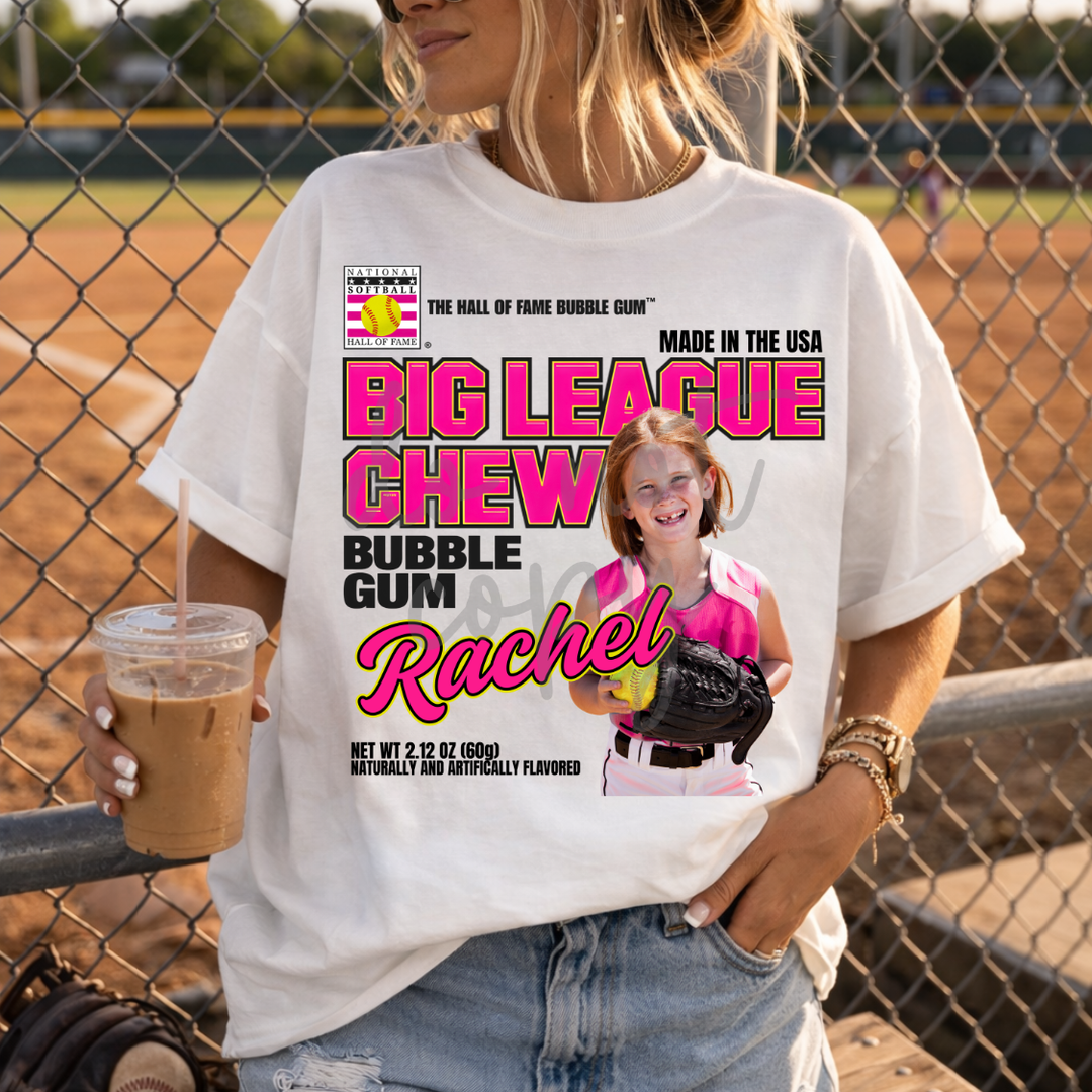 Softball Big League Chew Custom Photo customizable DTF transfer