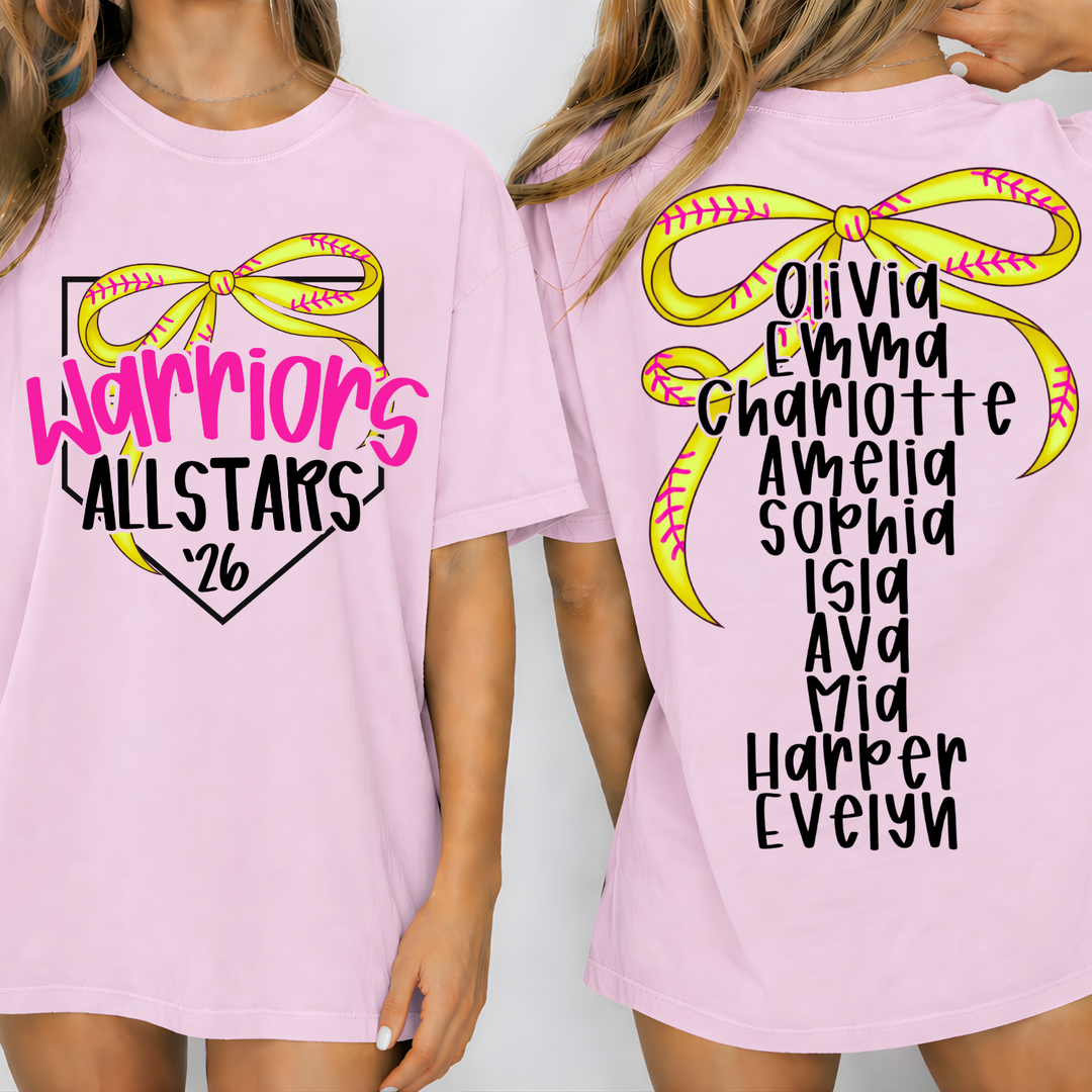 Softball Bow Allstars customizable DTF transfer