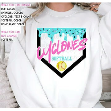 Softball Drip with Black Diamond customizable DTF transfer