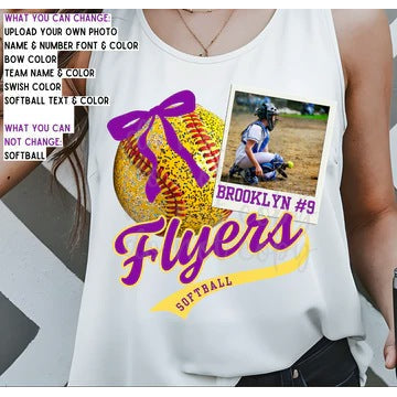 Softball Polaroid Photo customizable DTF transfer