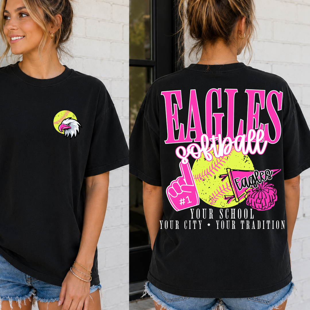 Softball School Spirit Mascot customizable DTF transfer