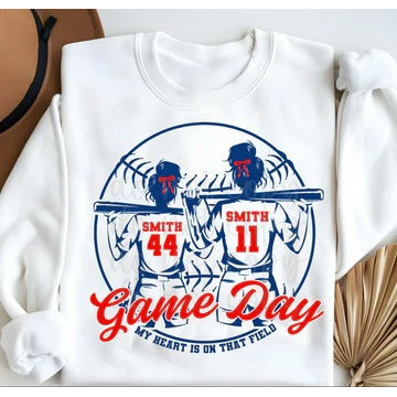 Softball Sisters with Buns customizable DTF transfer