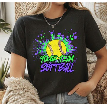 Softball Splatter customizable DTF transfer