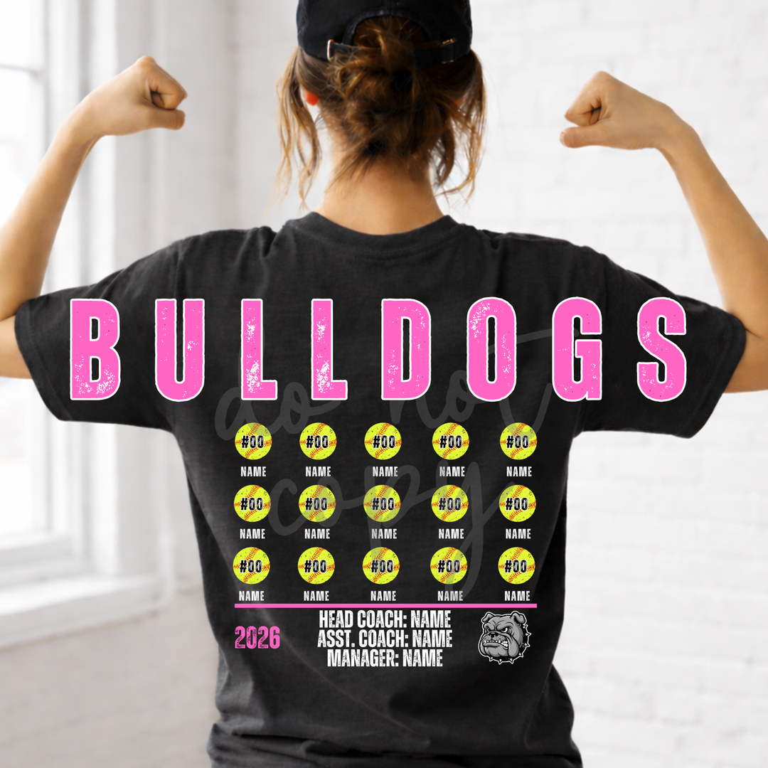 Softball Team Roster customizable DTF transfer