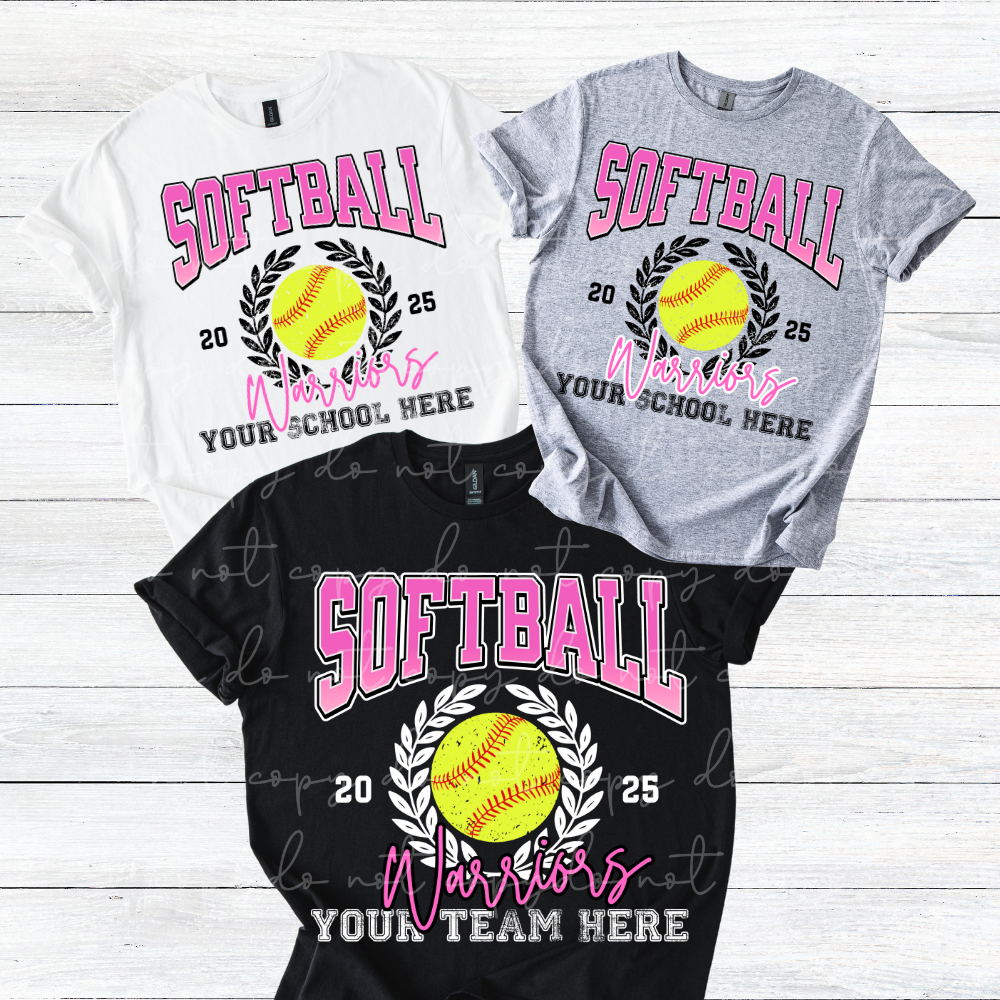 Softball Wreath customizable DTF transfer