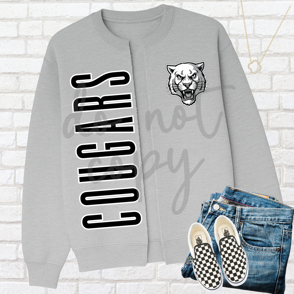 Split Sweatshirt Vertical with Pocket customizable DTF transfer