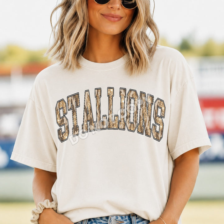 Stallions Camo Leopard mascot DTF transfer