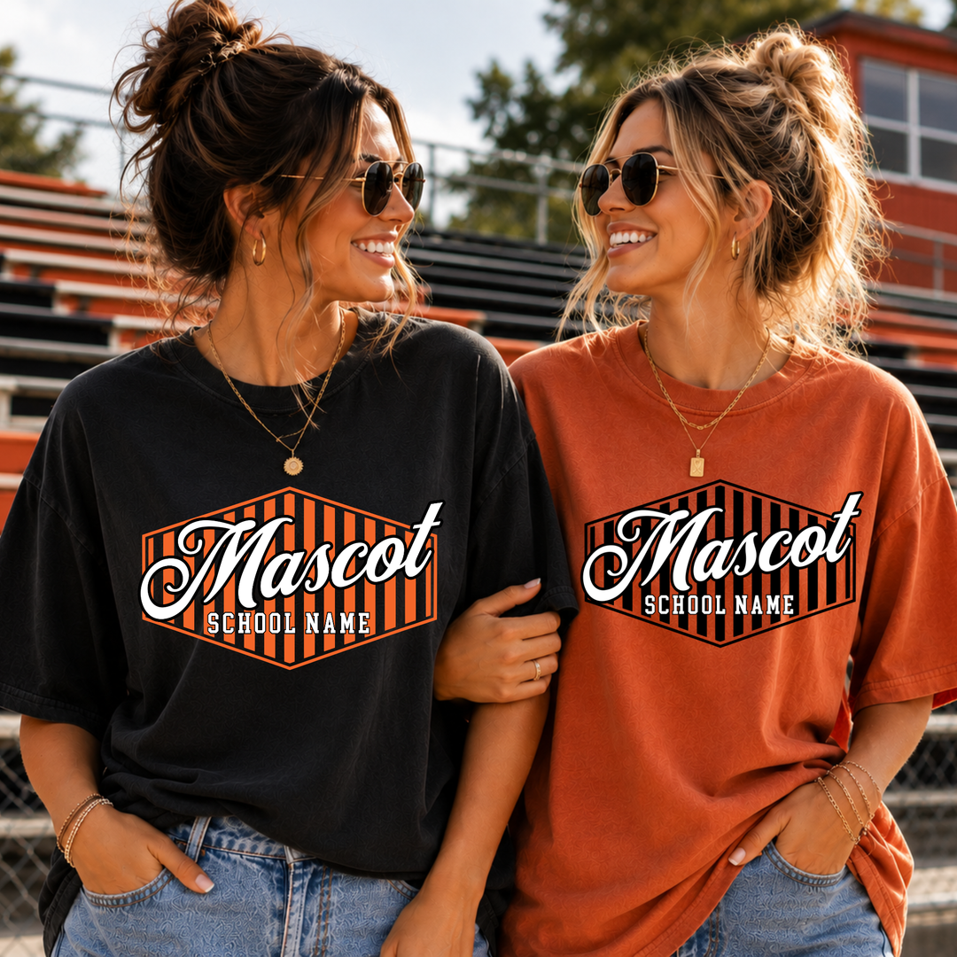 Striped Hexagon School Spirit customizable DTF transfer