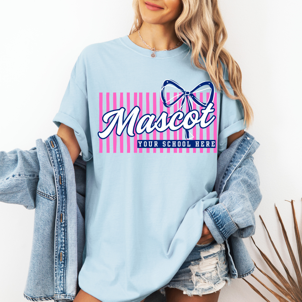 Stripes Bow Custom Mascot School customizable DTF transfer