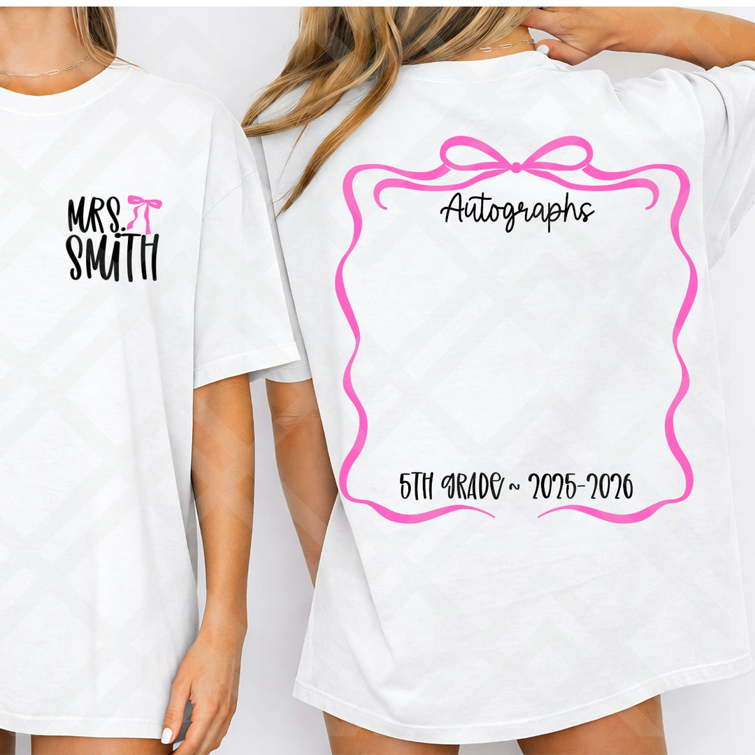 Teacher Shirt Autographs customizable DTF transfer