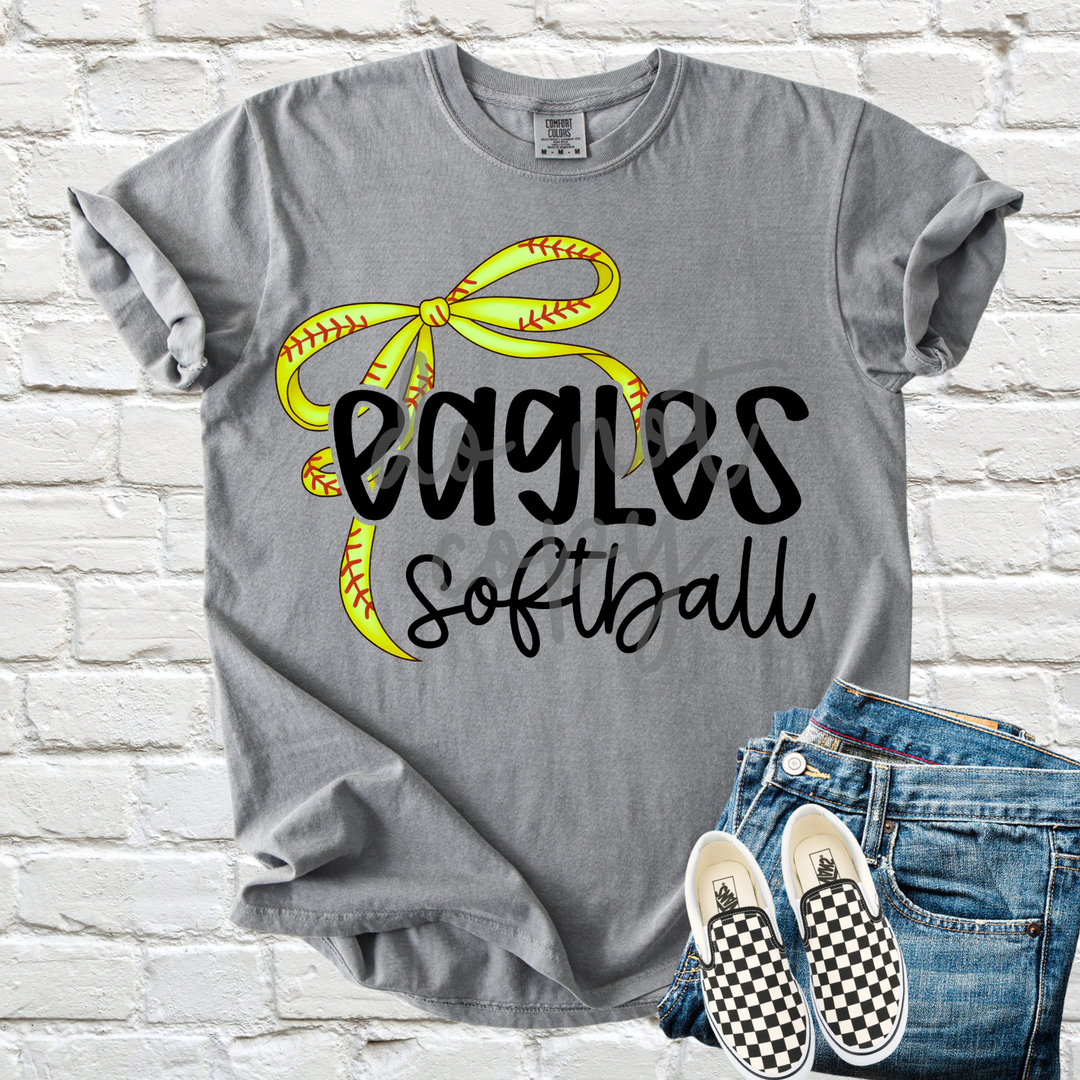 Thin Softball Bow customizable DTF transfer