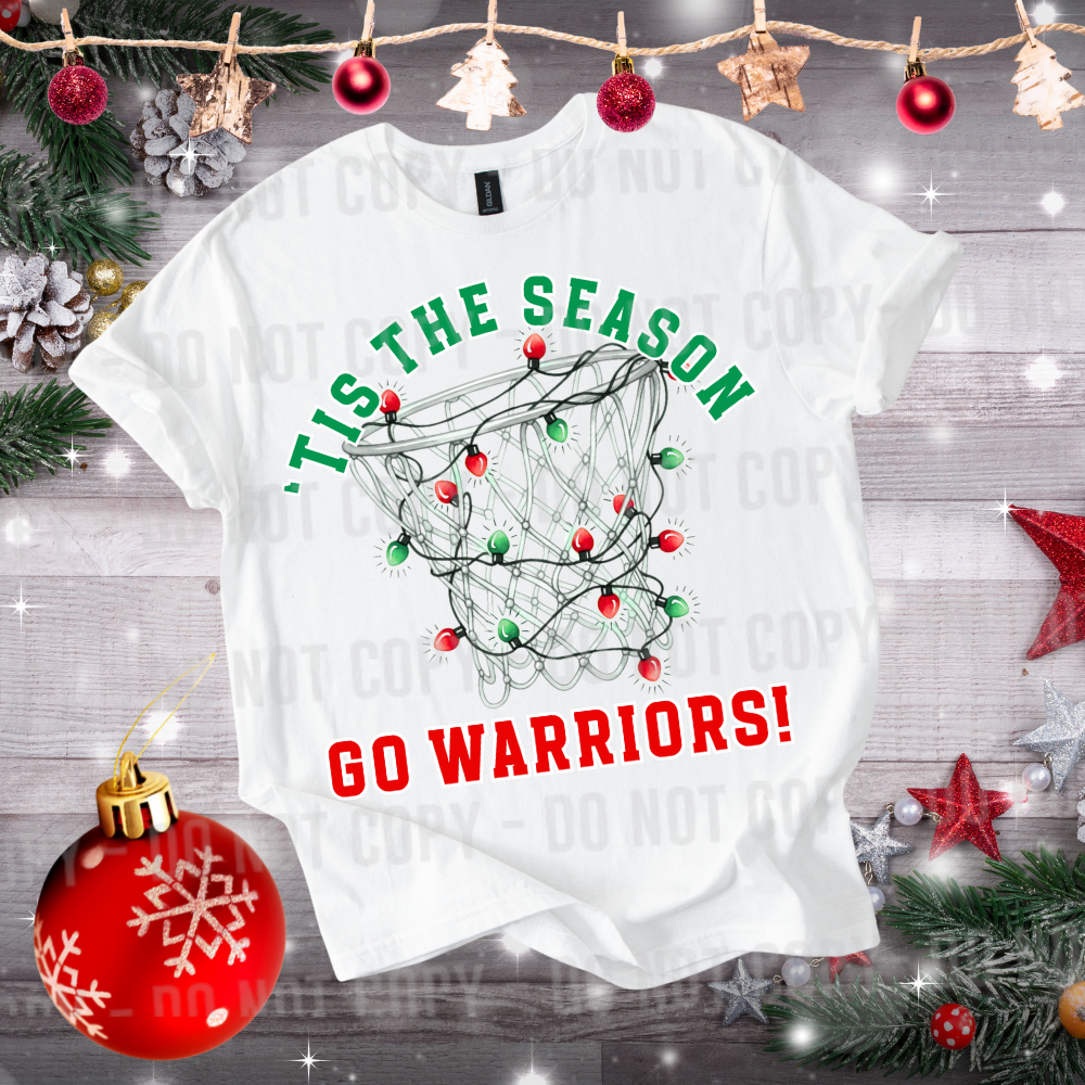 Tis the Season Basketball Christmas Lights customizable DTF transfer