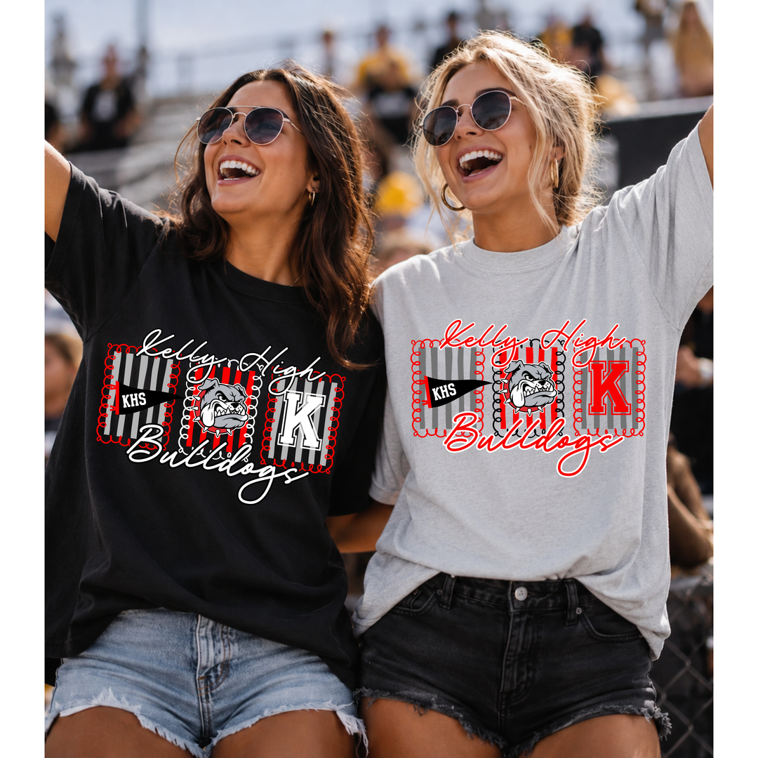 Triple Panel Striped Varsity Mascot Design customizable DTF transfer