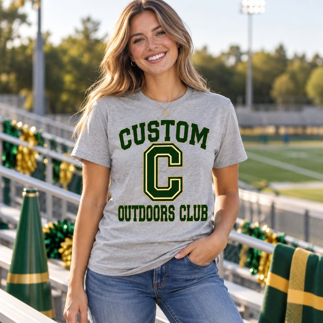 Varsity Letter Club customizable DTF transfer