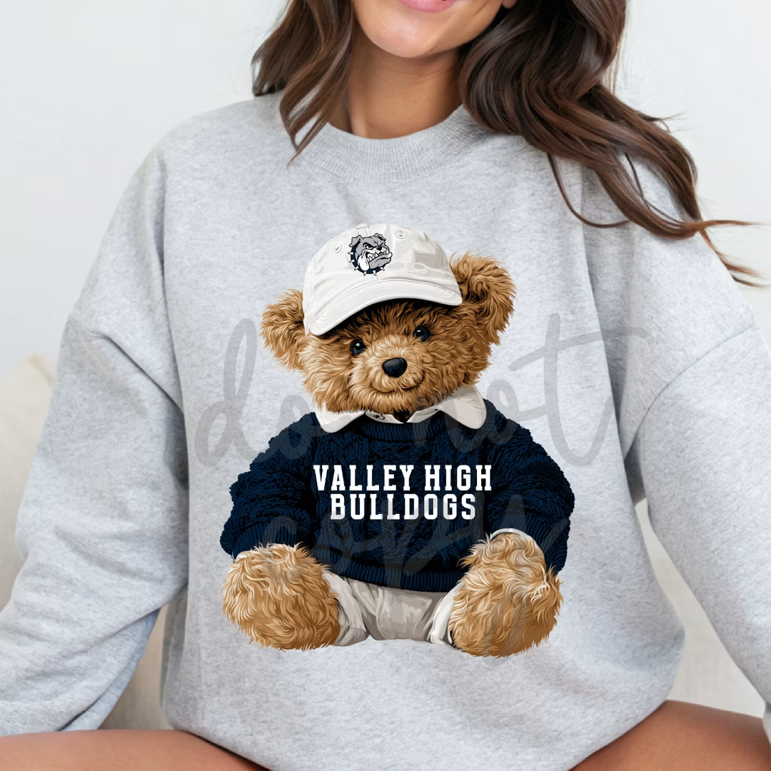 Varsity Teddy Bear Mascot customizable DTF transfer