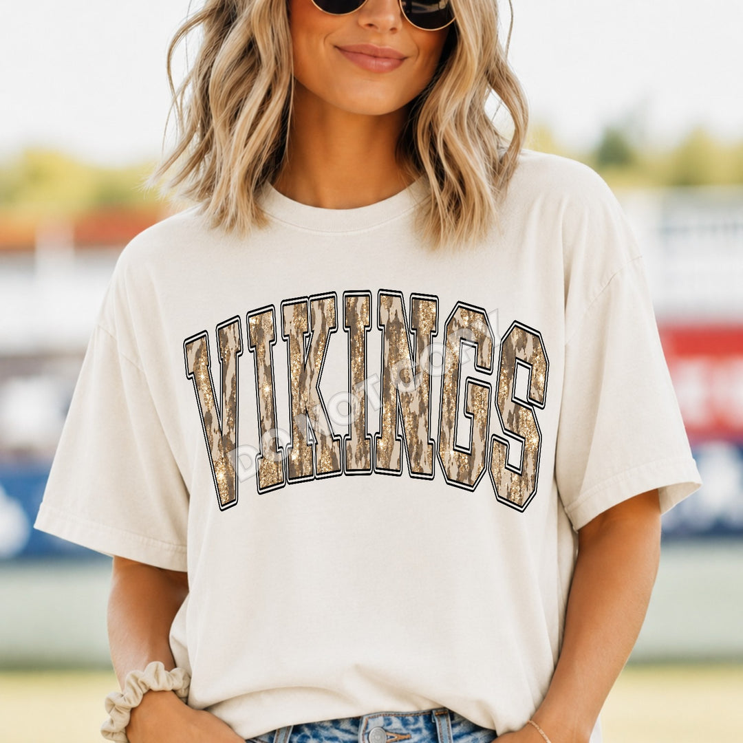 Vikings Camo Leopard mascot DTF transfer