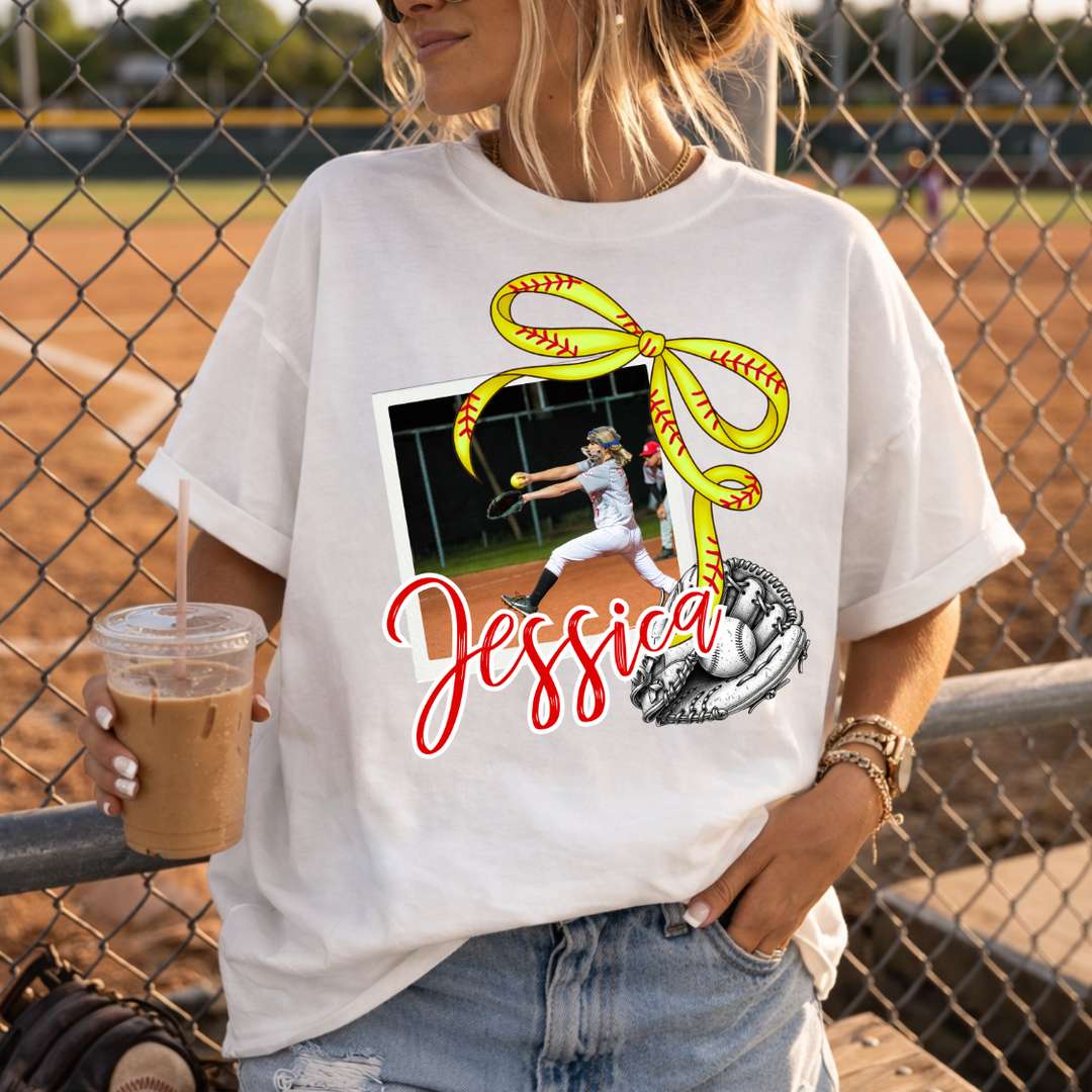 Vintage Softball Photo customizable DTF transfer