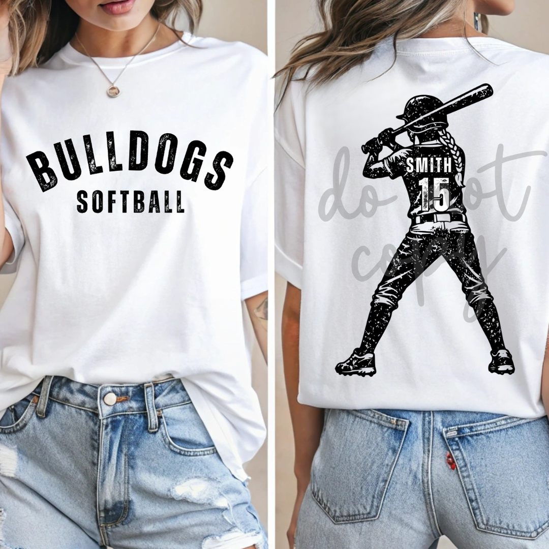 Vintage Softball Player customizable DTF transfer