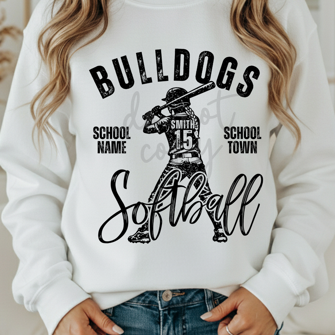 Vintage Softball Team customizable DTF transfer