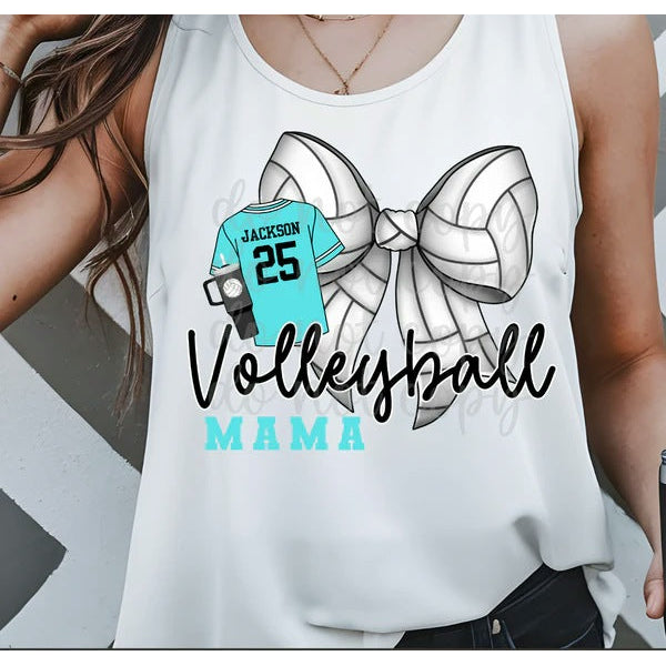 Volleyball Mama Bow customizable DTF transfer