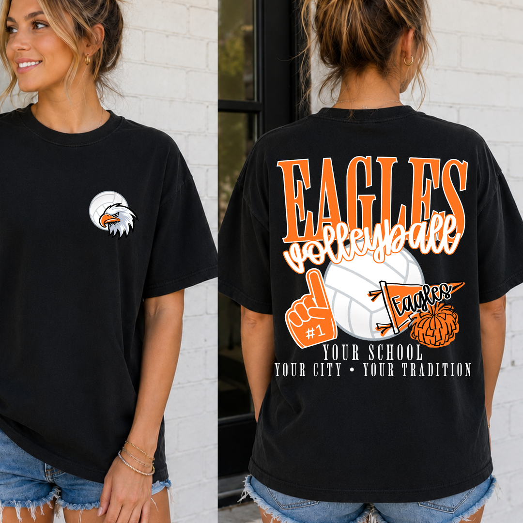 Volleyball School Spirit Mascot customizable DTF transfer