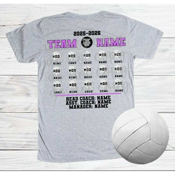 Volleyball Team Roster customizable DTF transfer