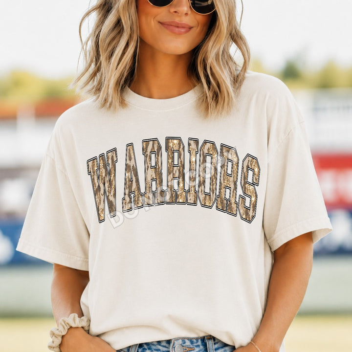 Warriors Camo Leopard mascot DTF transfer