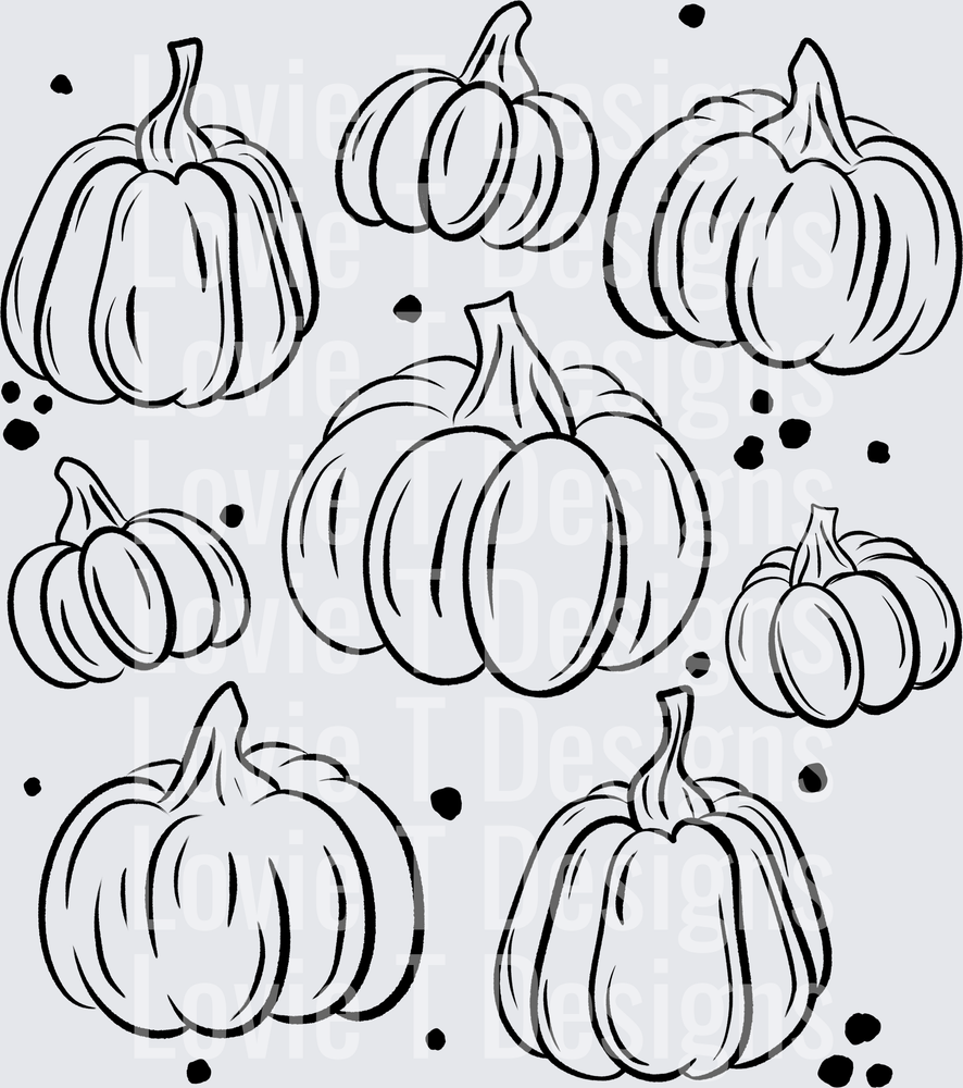 Pumpkins Single Color Black fall DTF transfer design