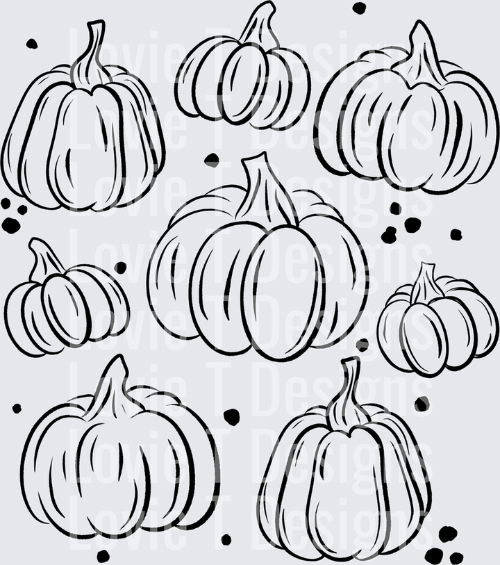 Pumpkins Single Color Black fall DTF transfer design