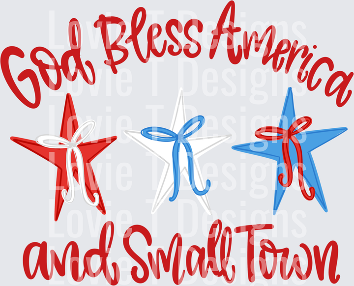 Small Town With Bows DTF transfer design