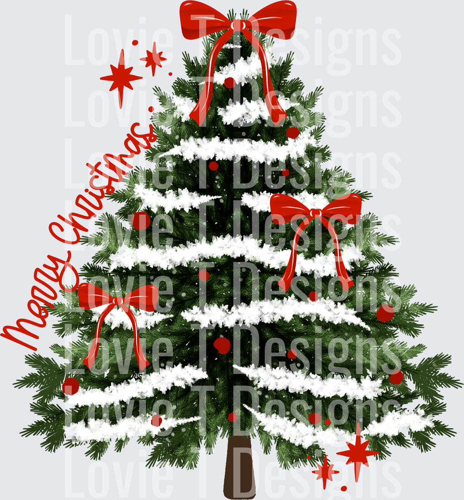 Merry Christmas Bow Tree DTF transfer design