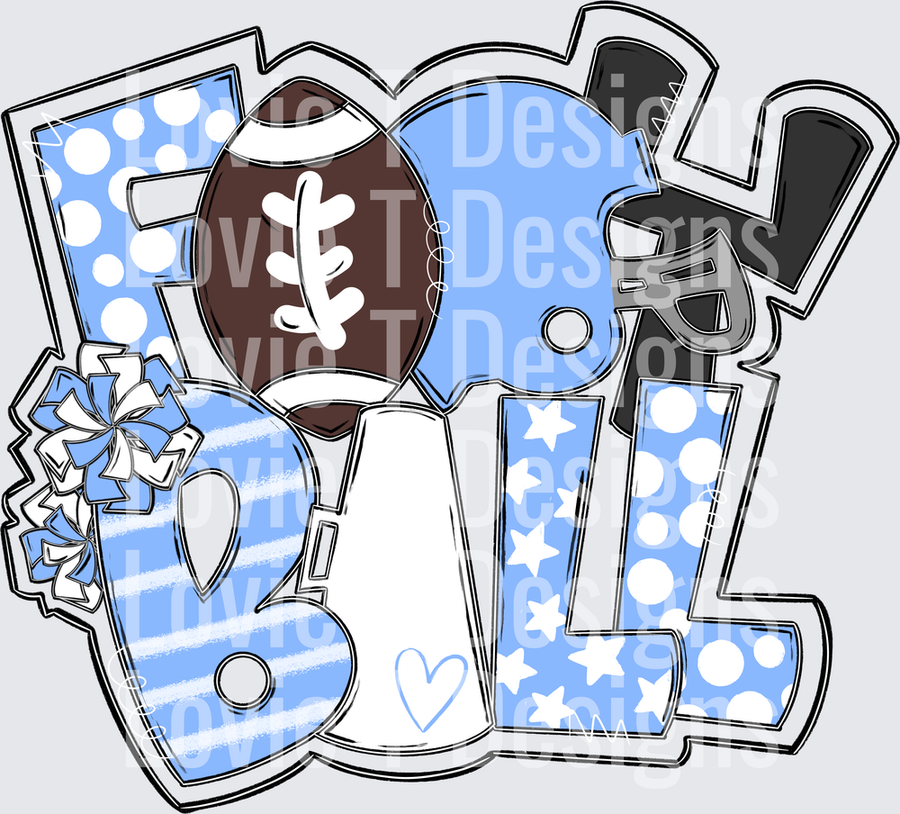Football Word Art COLUMBIA WHITE