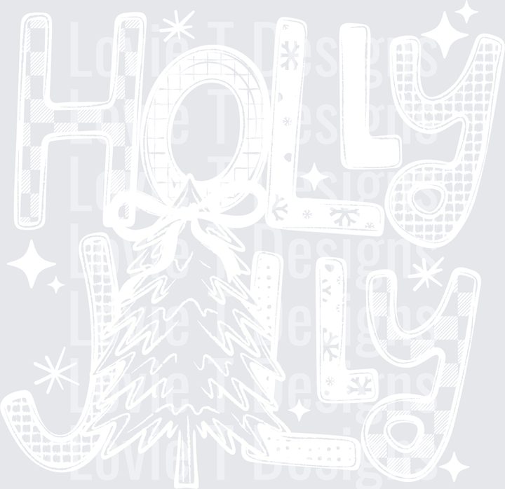 Holly Jolly Tree (White) DTF transfer design