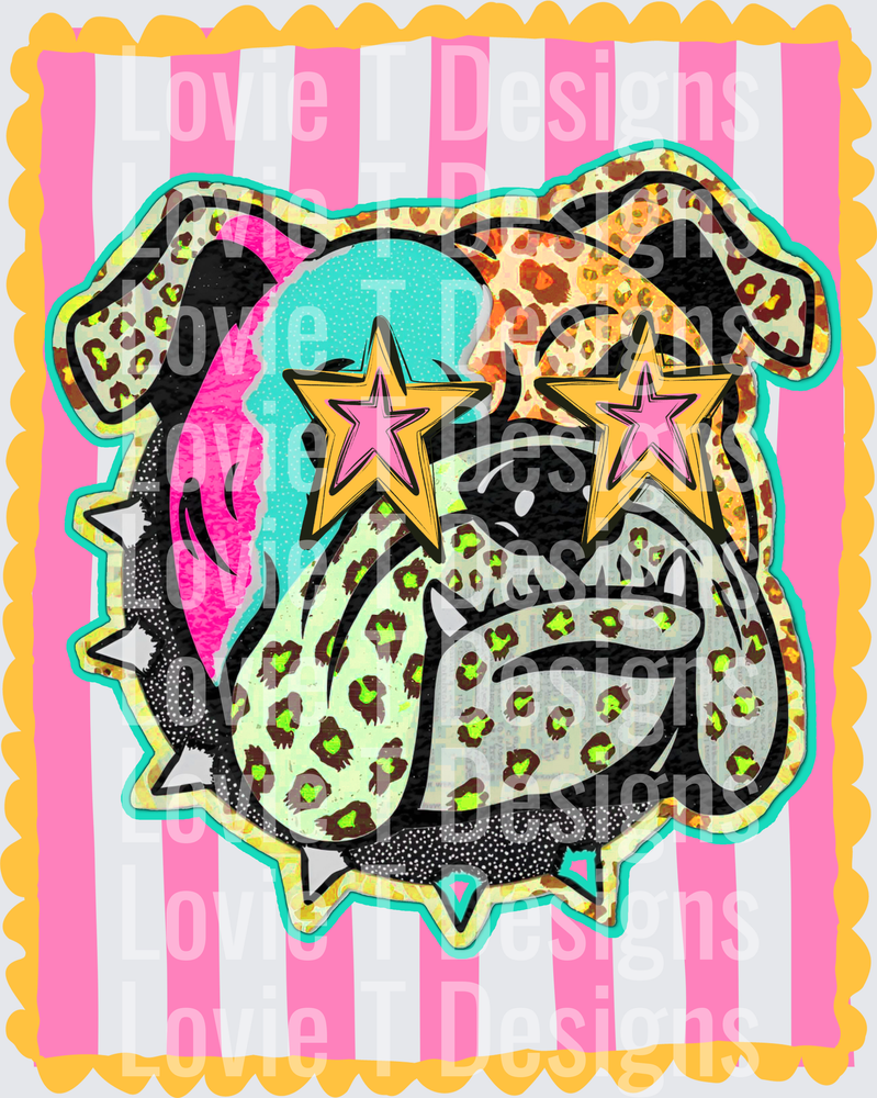 PREPPY MASCOT STRIPES BULLDOG mascot DTF transfer design
