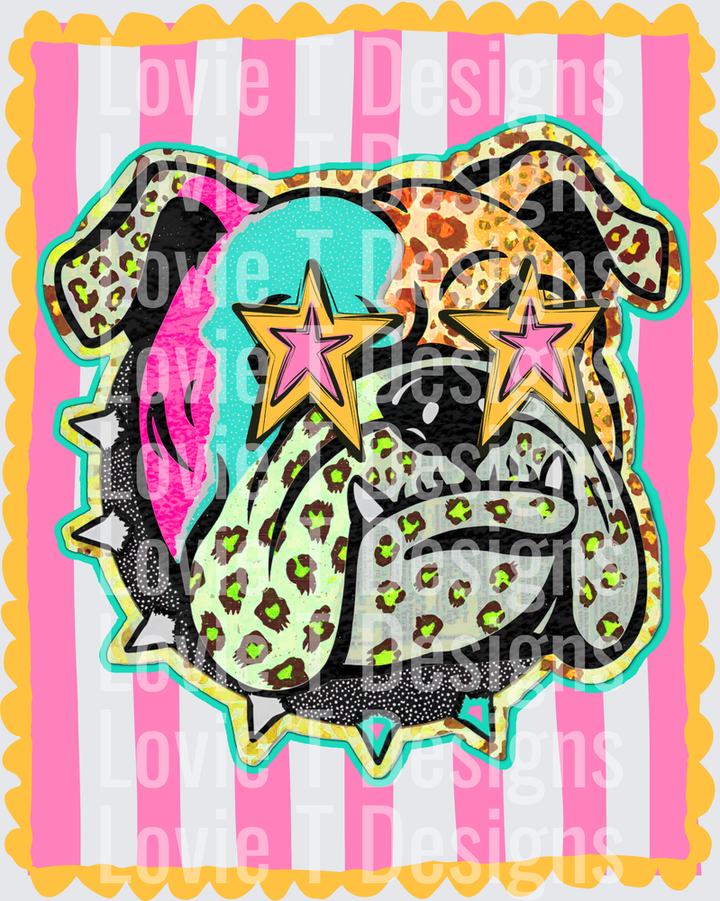 PREPPY MASCOT STRIPES BULLDOG mascot DTF transfer design
