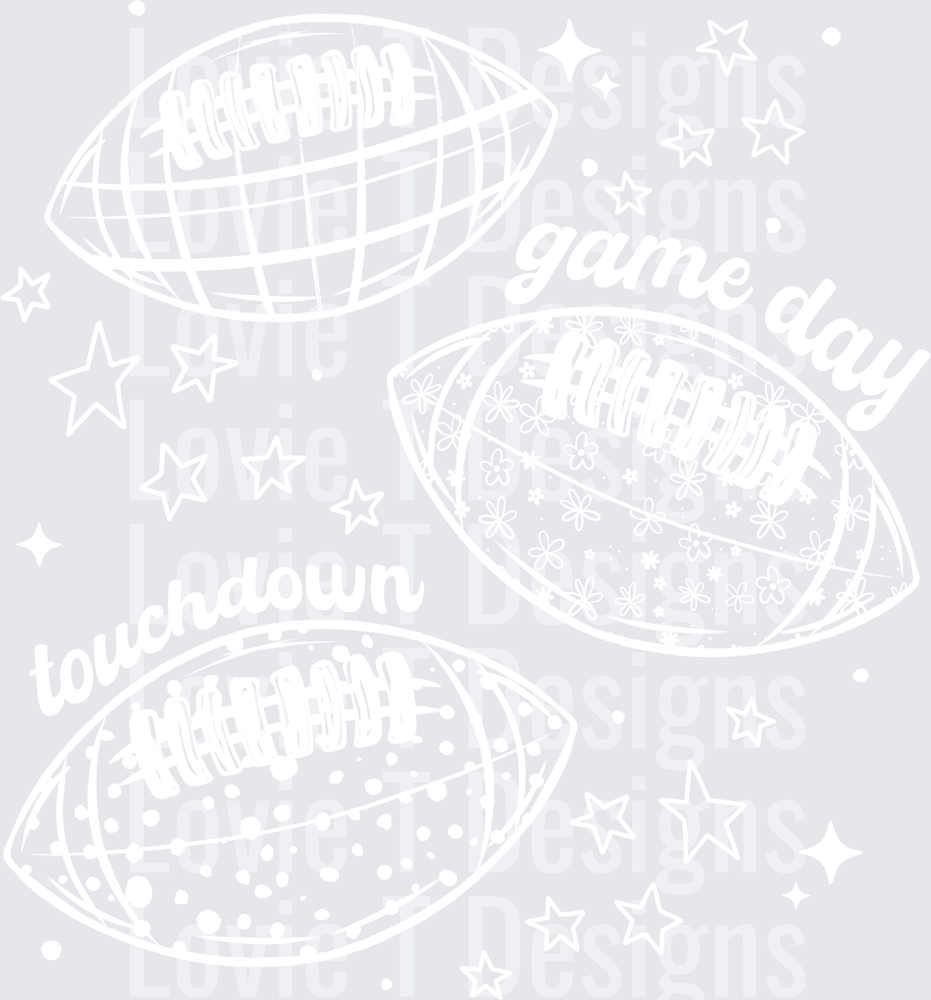 FOOTBALL PATTERNS SINGLE COLOR WHITE football DTF transfer design